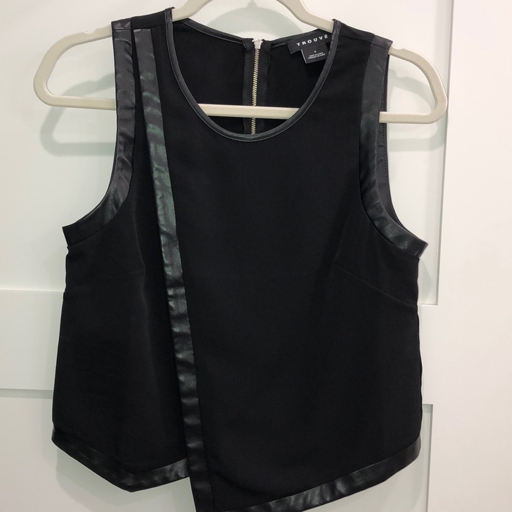 Trouve crossover top with faux leather trimming
